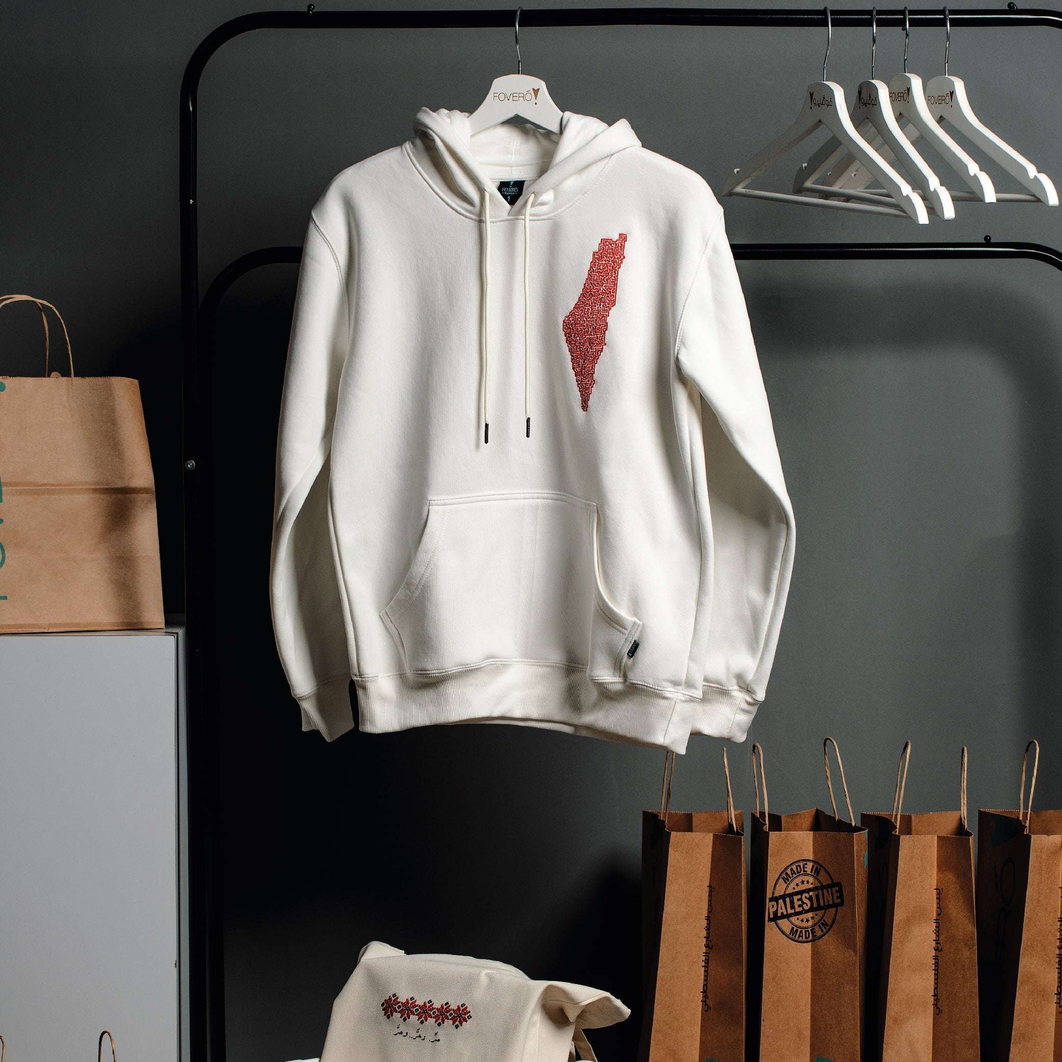Hoodie - Palestine Map Maze Hoodie Fovero-designs